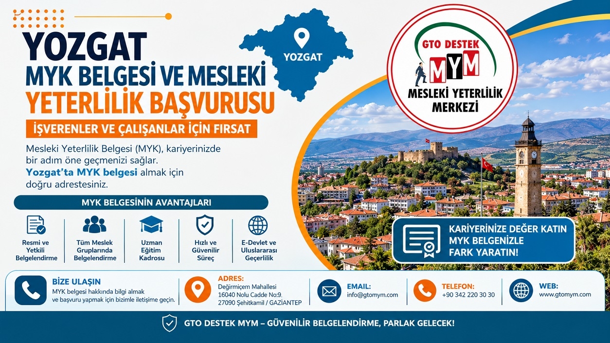Yozgat MYK Belgesi | Mesleki Yeterlilik Belgelendirme ve Sertifikasyon Nasıl Yapılır?